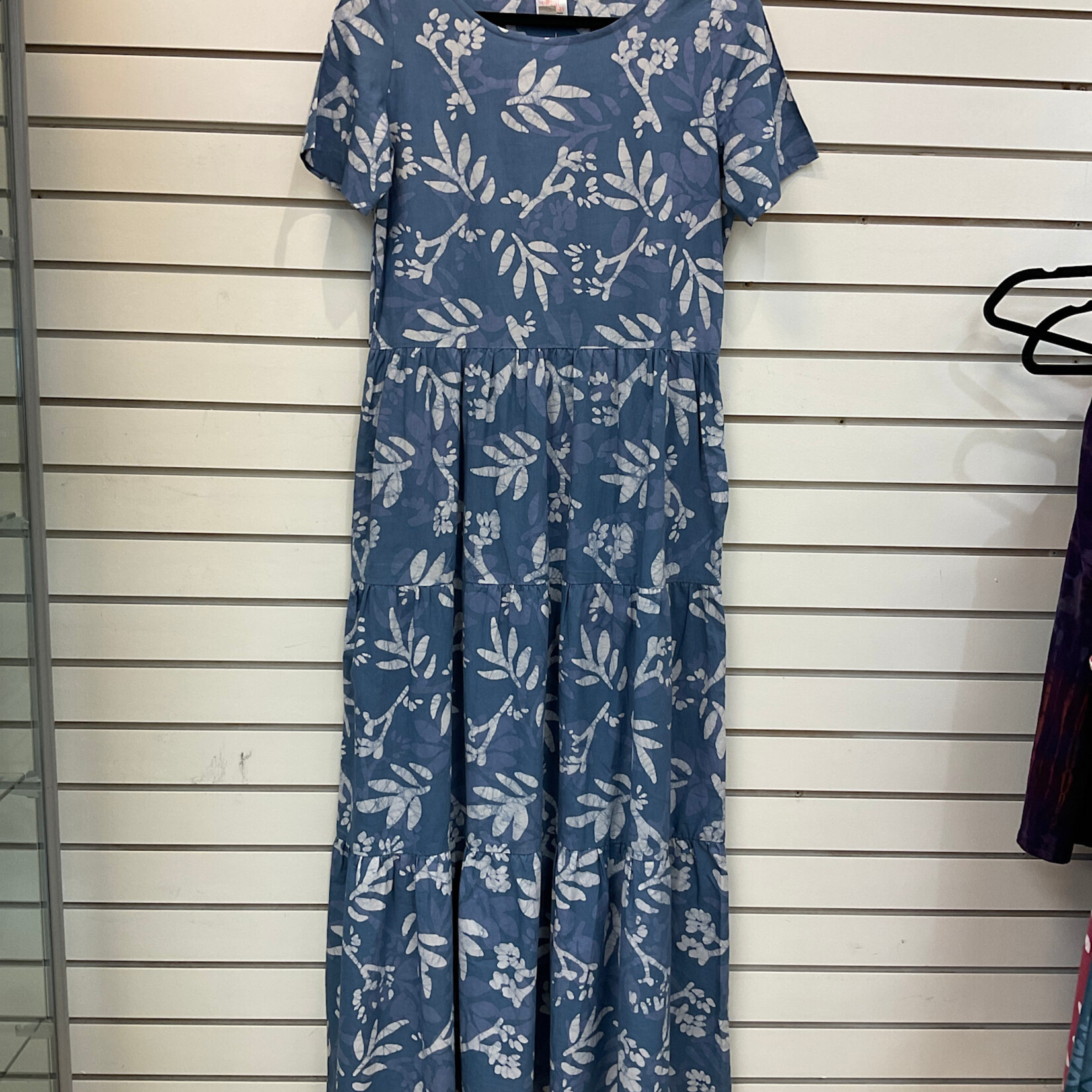 Global Mamas Tiered Long Dress Forage Stone Blue