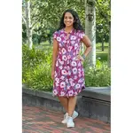 Global Mamas Harbor Dress: Painted Floral - Magenta- Organic- M