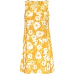 Global Mamas Boardwalk Dress: Painted Floral- Harvest Gold- Organic- M