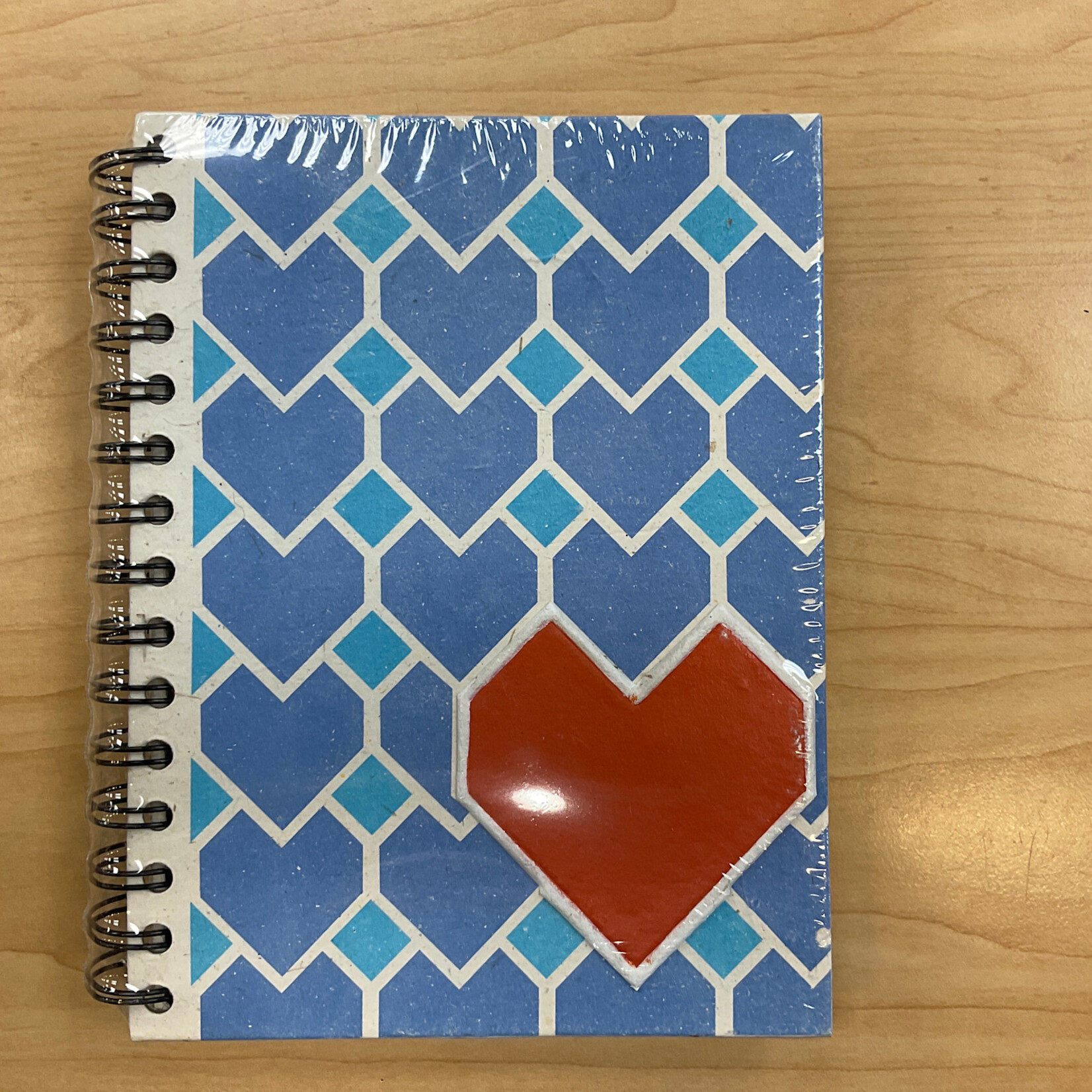Minga Imports Large Journal- Blue and Red Heart