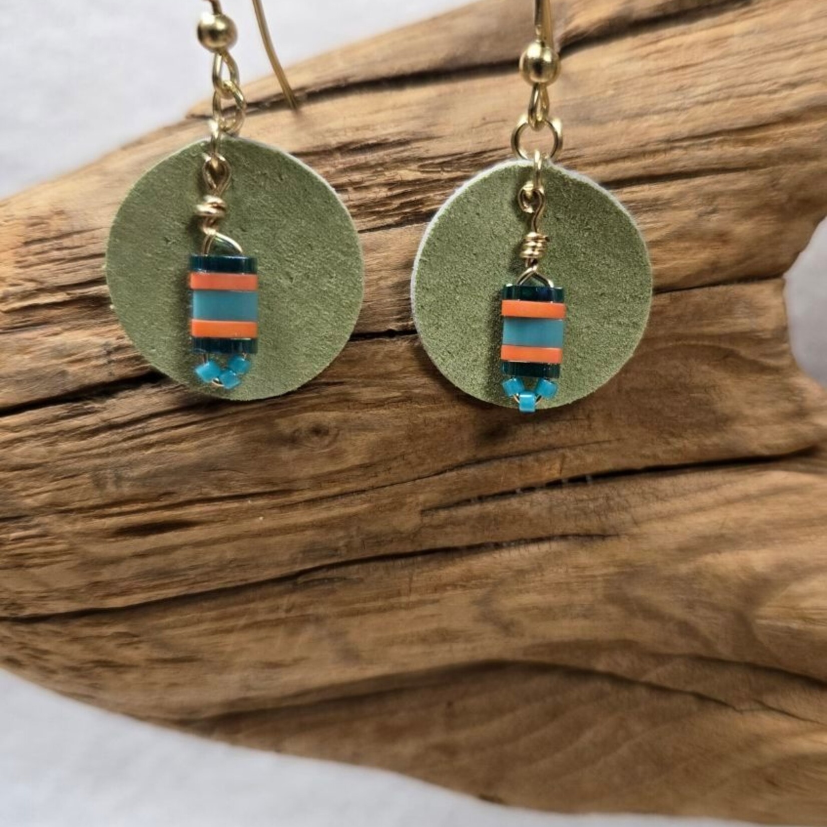 Pink Ginkgo Designs Leather Earrings*