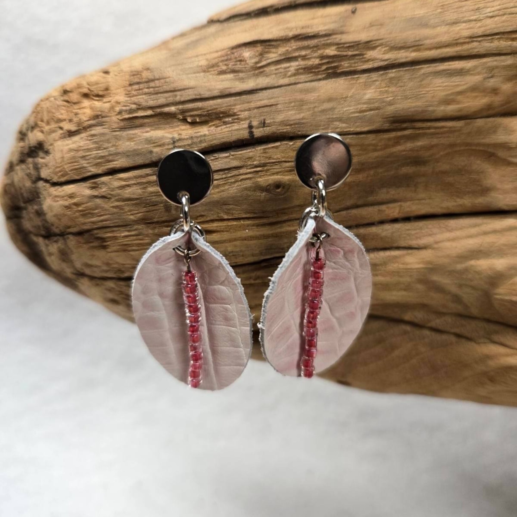 Pink Ginkgo Designs Leather Earrings*