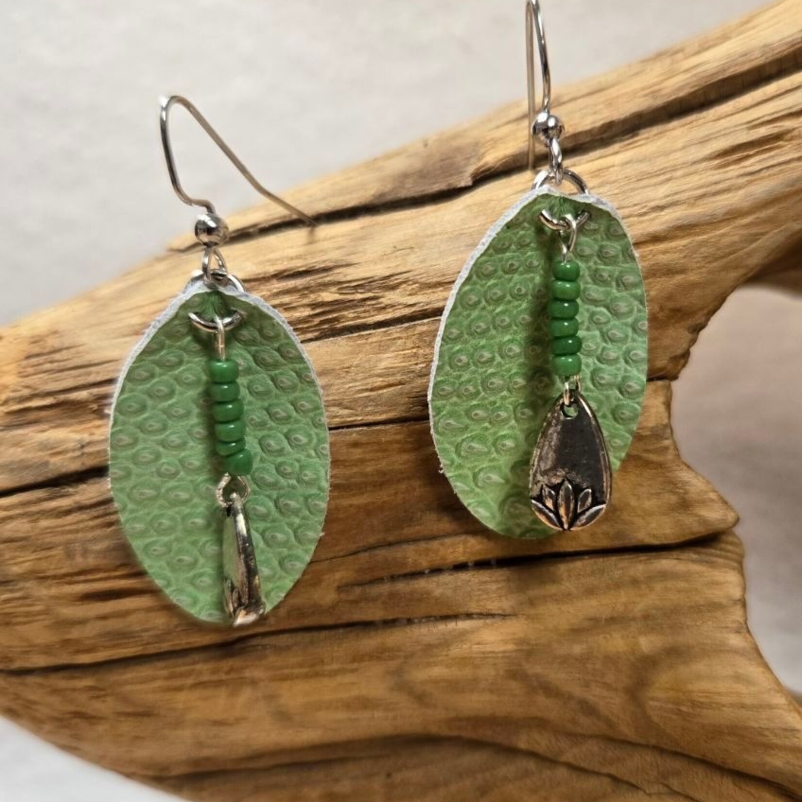 Pink Ginkgo Designs Leather Earrings*