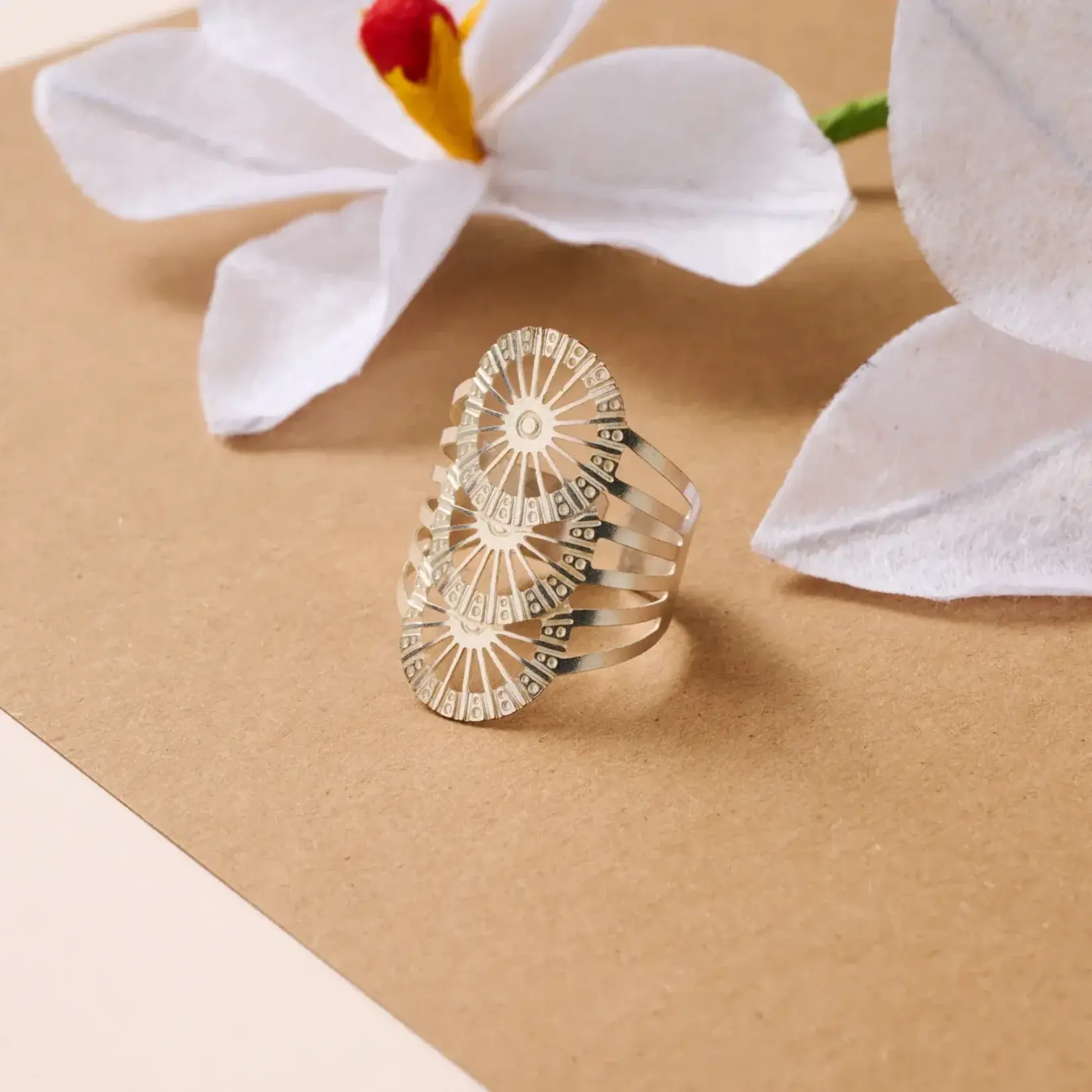 Ten Thousand Villages Roda Silver Cuff Ring