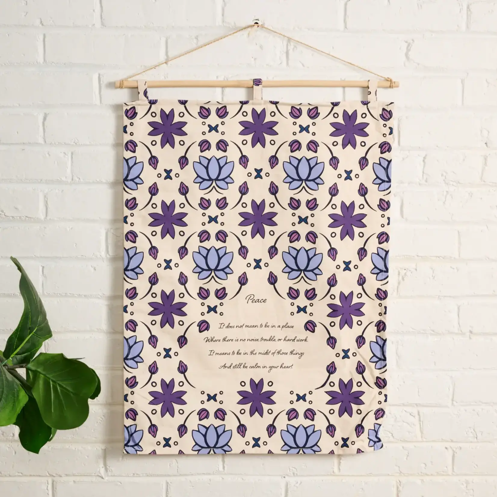 Ten Thousand Villages Lotus Peace Poem Wall Hanging