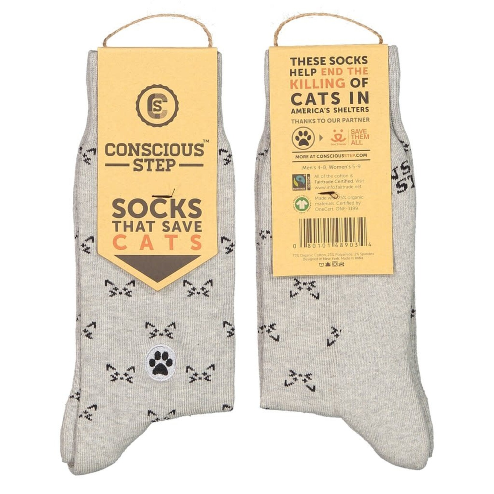 Conscious Step Socks that Save Cats: Gray Small