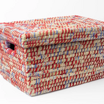 Ten Thousand Villages Lidded Sari /Kaisa Grass Storage Basket 10.5H