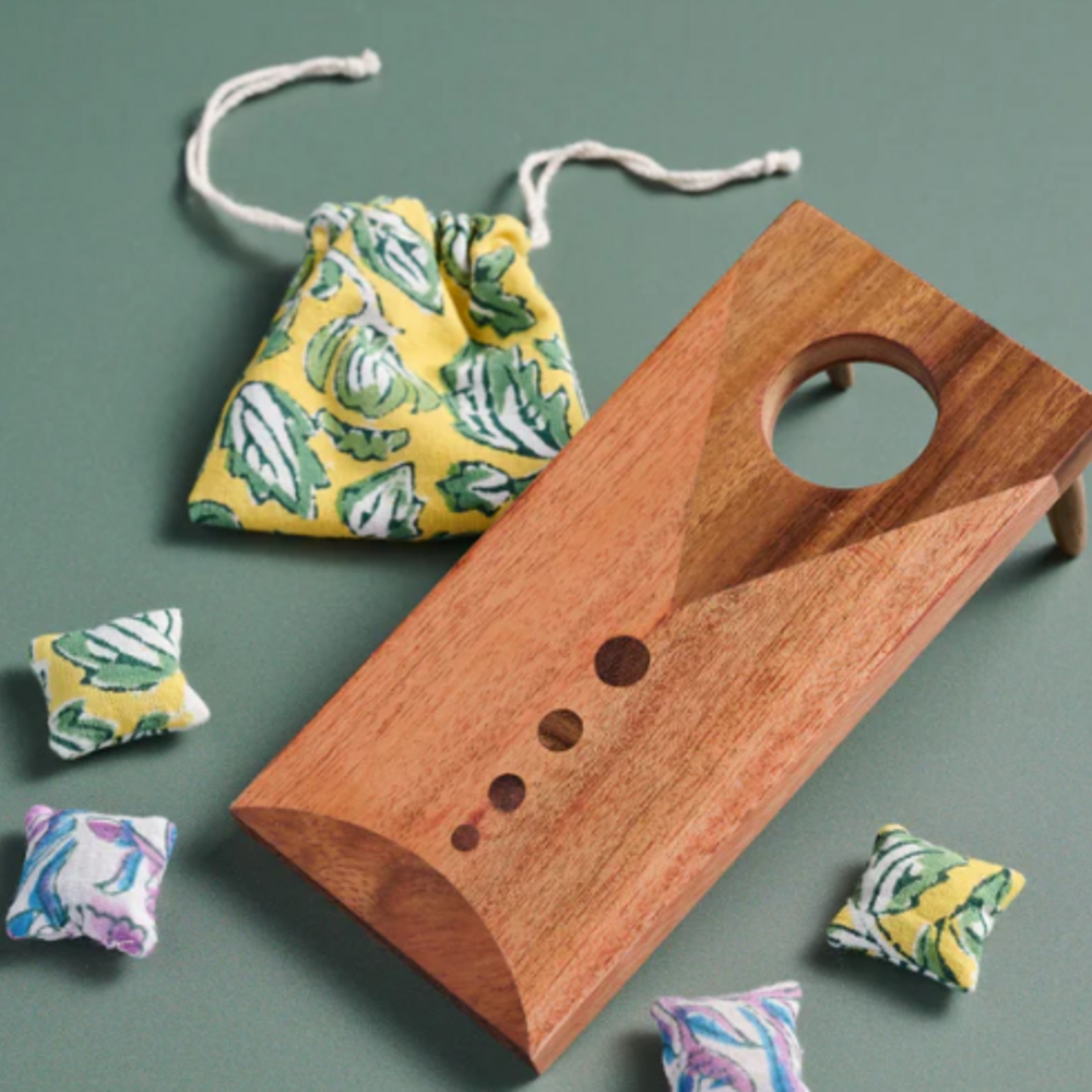 Ten Thousand Villages Tabletop Wood Cornhole Game