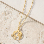 Ten Thousand Villages Akela World Pendant Necklace 16in Gold