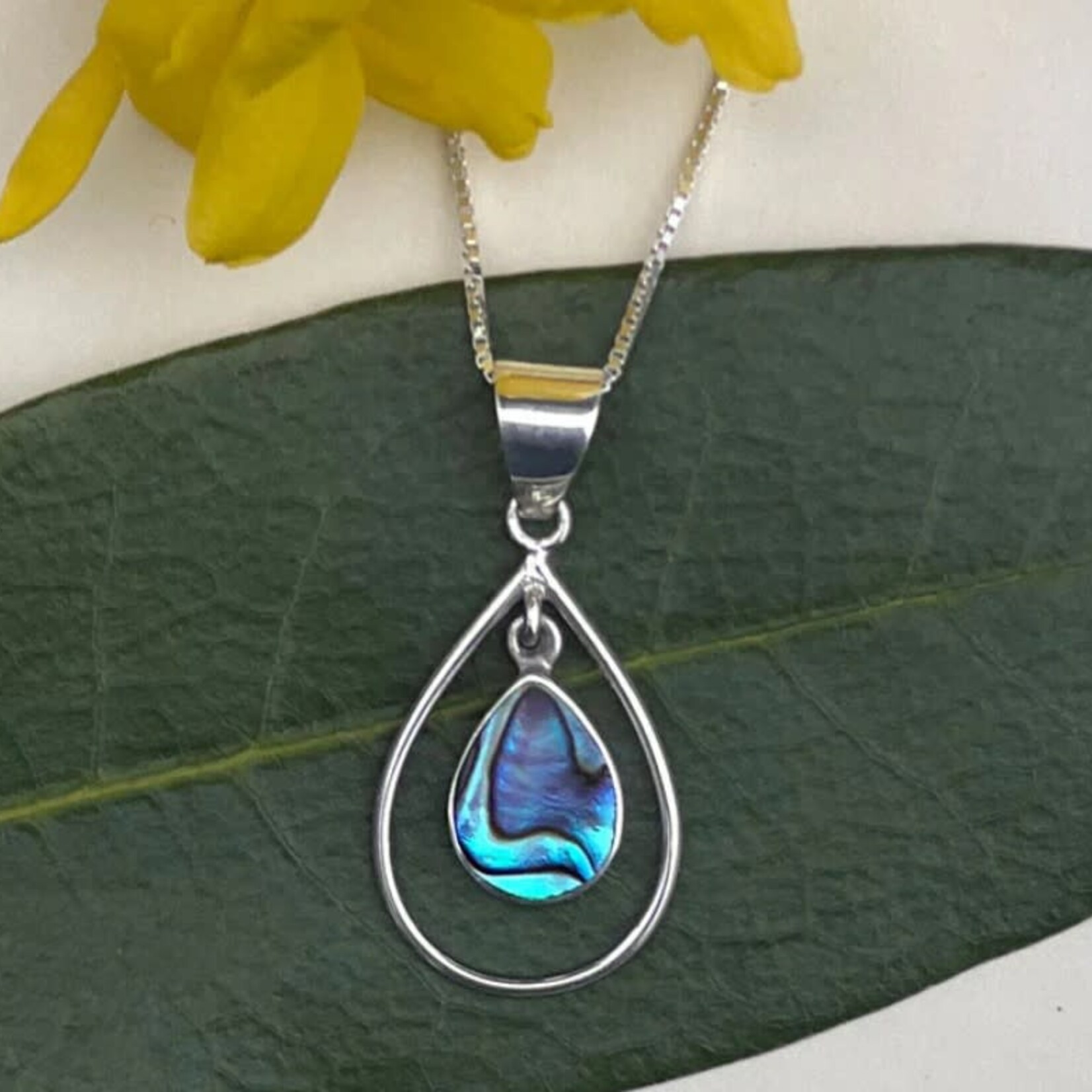 Women's Peace Collection Abalone Double Teardrop Necklace - Sterling Silver