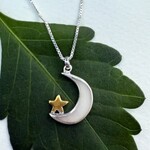 Women's Peace Collection Mother of Pearl Moon & Star Necklace Sterling Silver