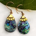 Women's Peace Collection Abalone Teardrop Earrings - Brass
