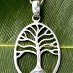 Women's Peace Collection Rainbow Moonstone Tree of Life Necklace - Sterling Silver