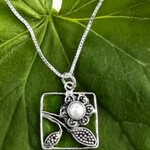 Women's Peace Collection Flower Box Pearl Necklace - Sterling Silver