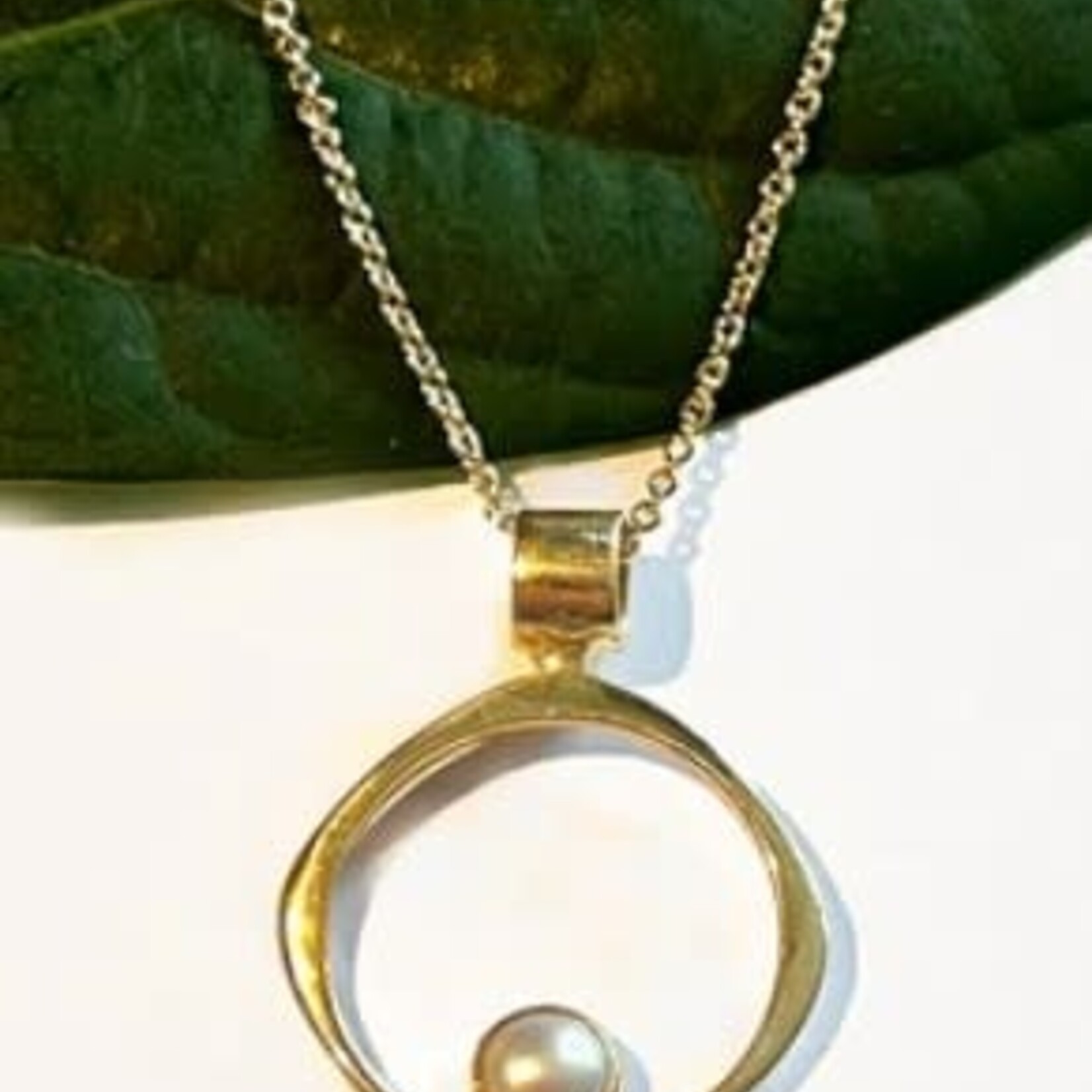 Women's Peace Collection Wholeness Pearl Necklace -Brass