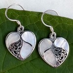 Women's Peace Collection Mother of Pearl Heart Earrings - Sterling Silver