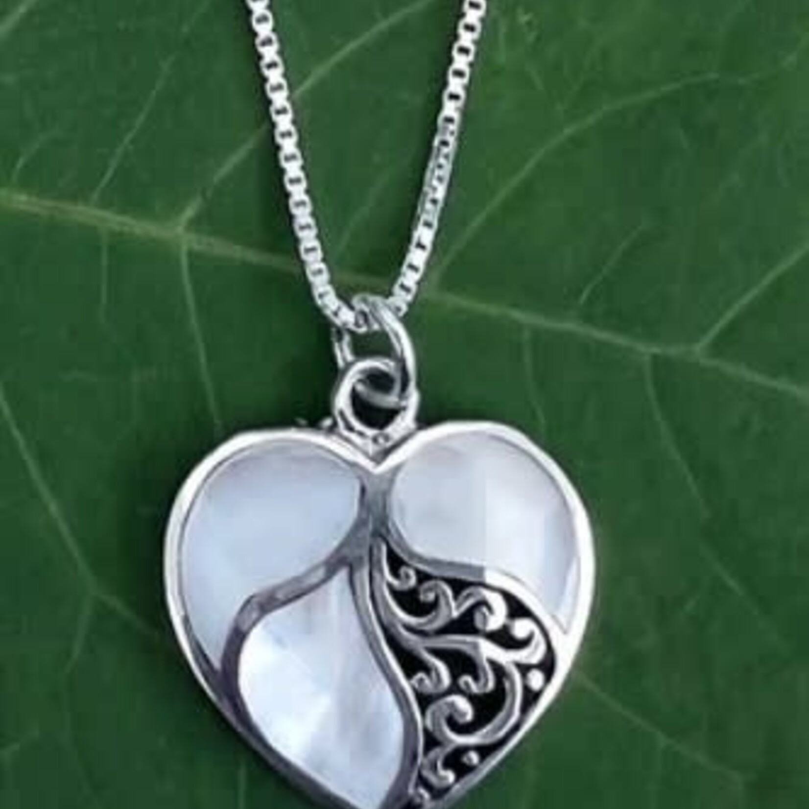 Women's Peace Collection Mother of Pearl Heart Necklace - Sterling Silver