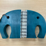 Global Crafts Carved Gorara Soapstone Elephant Bookends- Teal- Set of 2 Pieces