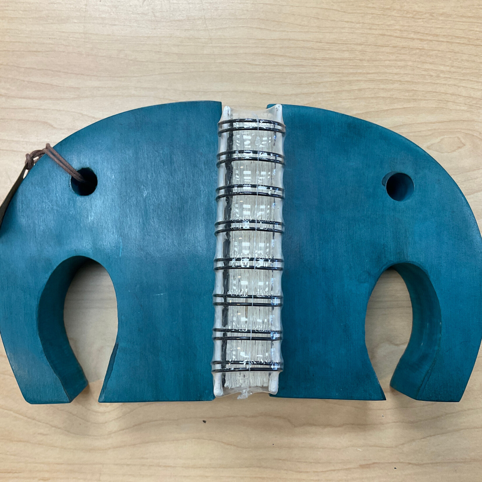 Global Crafts Carved Gorara Soapstone Elephant Bookends- Teal- Set of 2 Pieces