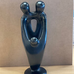 Global Crafts Single Soapstone Family Sculptures- 8 inch- Black- 2 Parent 1 Child