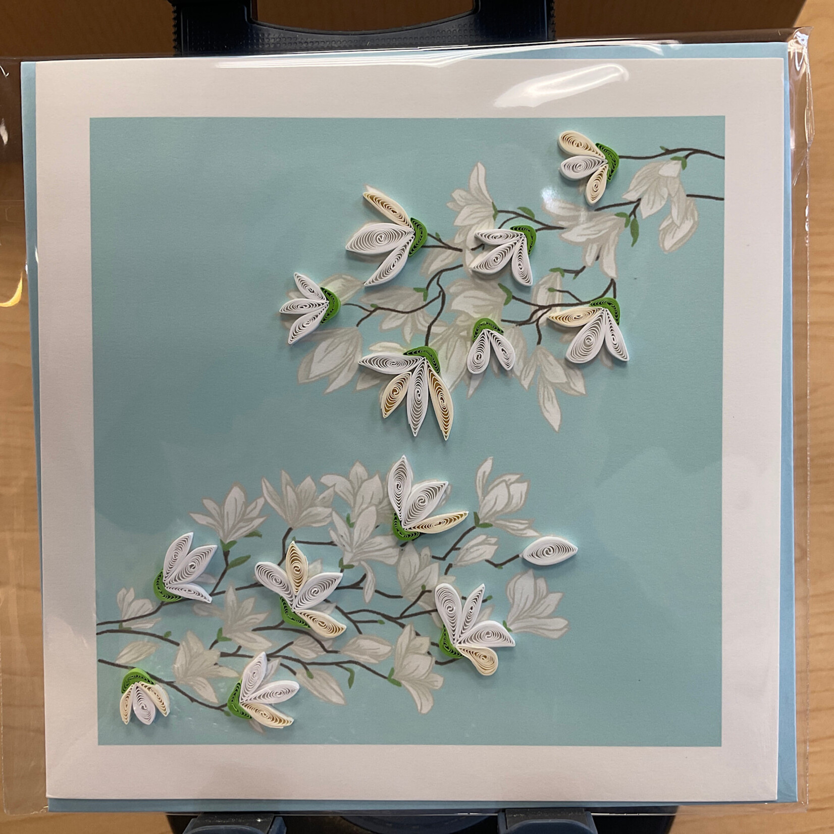 Quilling Card White Magnolia Branch Quilled Card