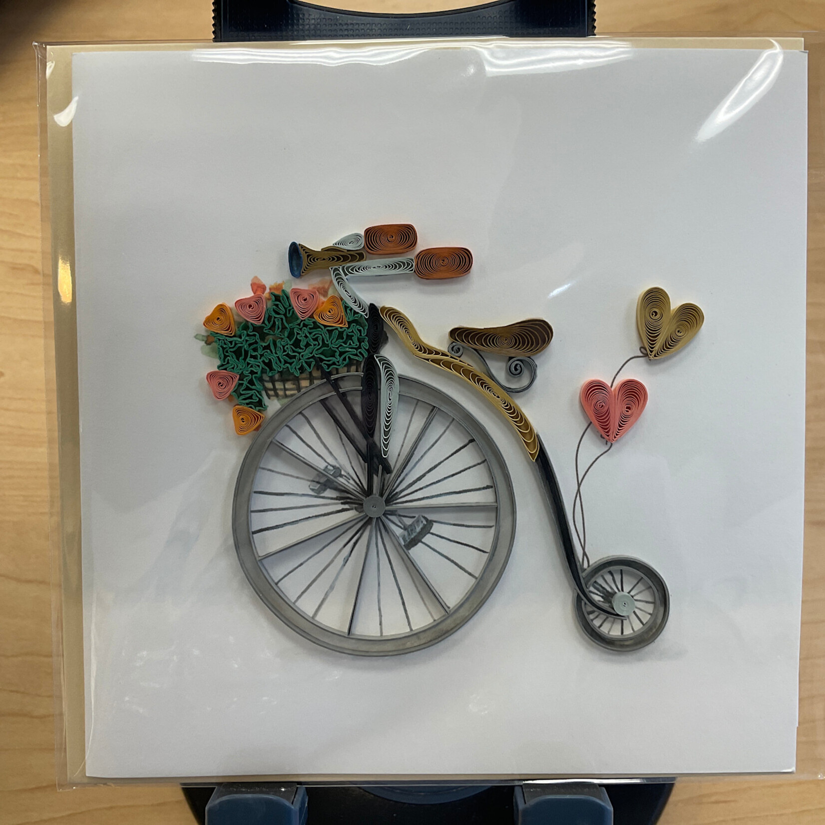 Quilling Card Antique High-Wheel Bicycle Quilled Card