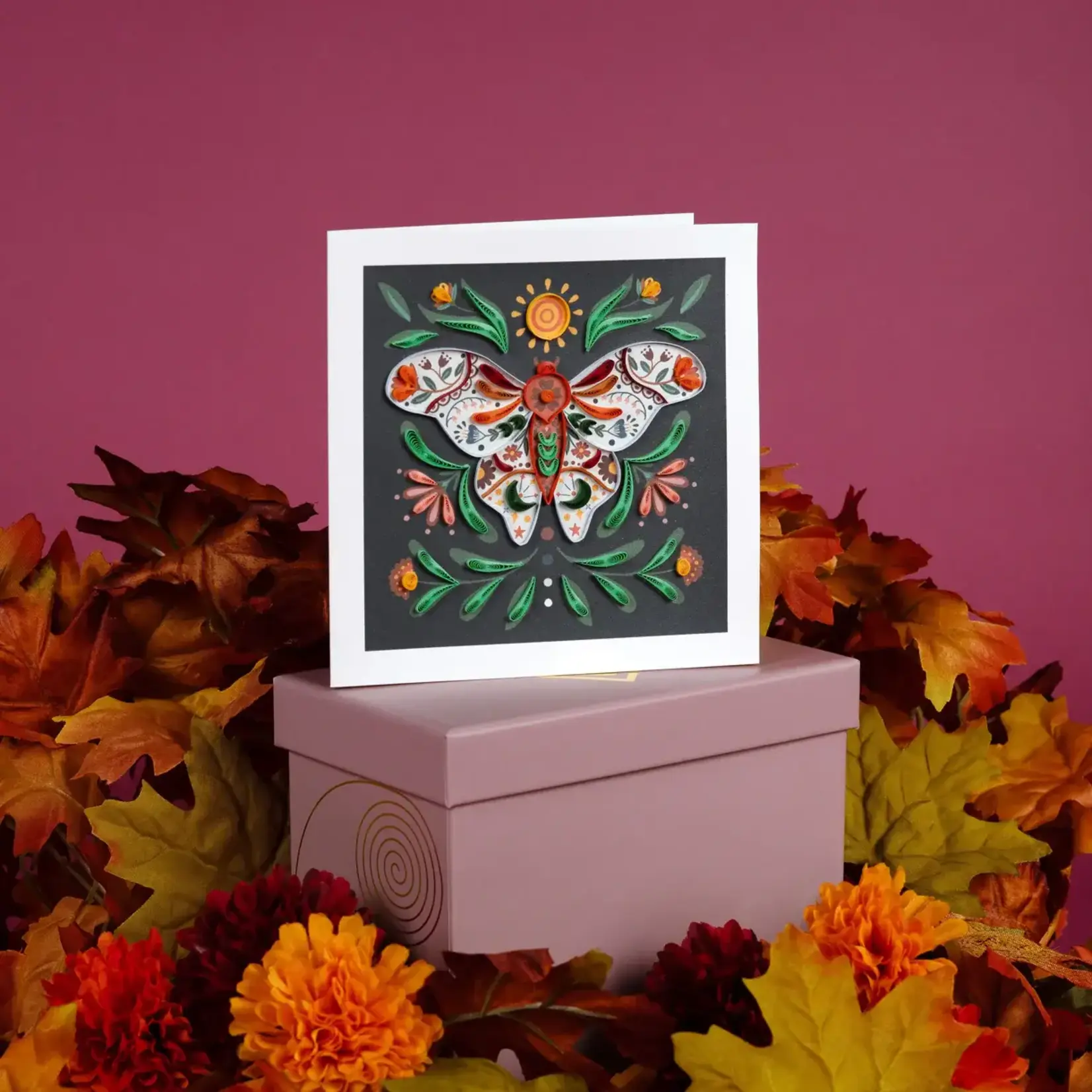 Quilling Card Cottage Core Moth Quilled Card