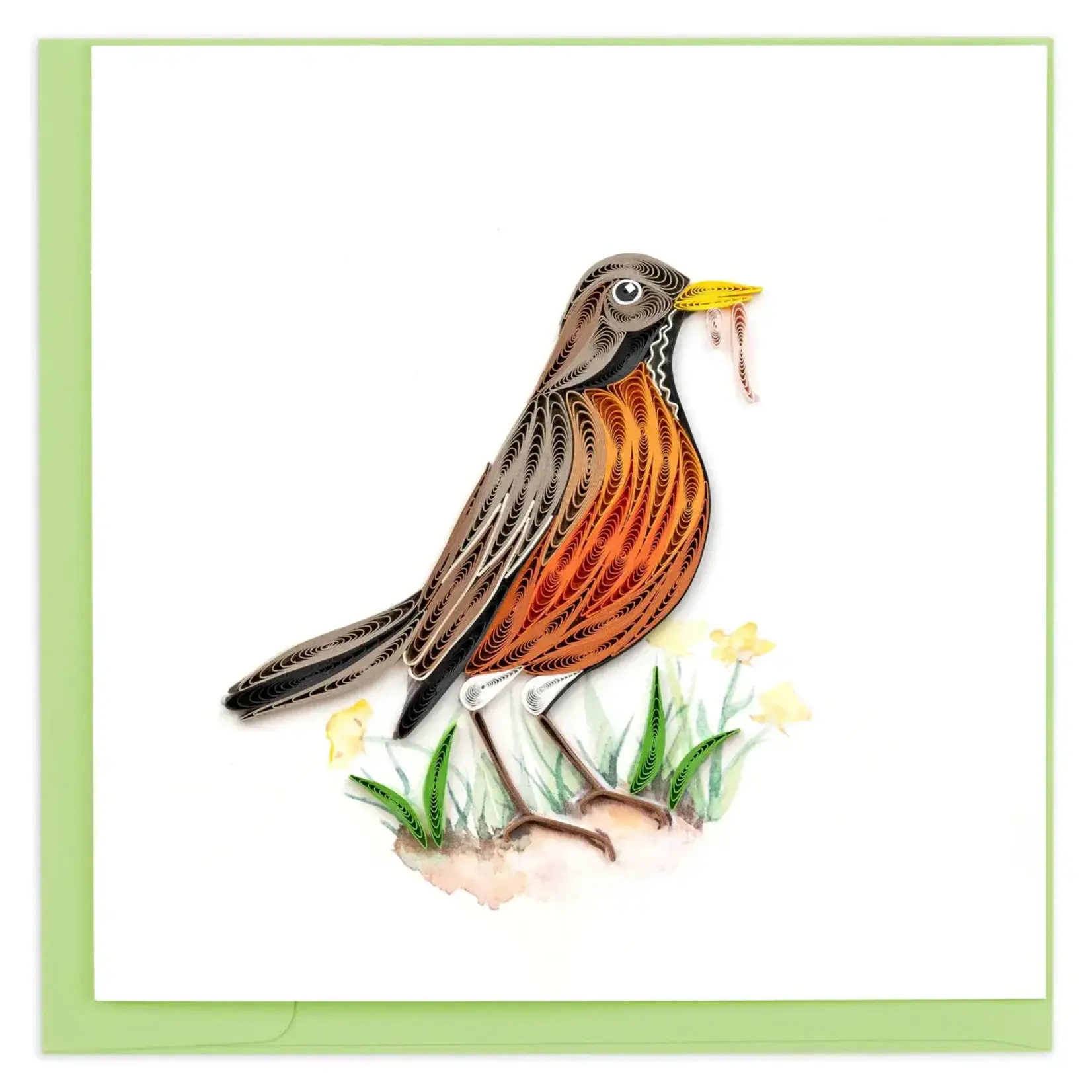 Quilling Card Robin with Worm Quilled Card