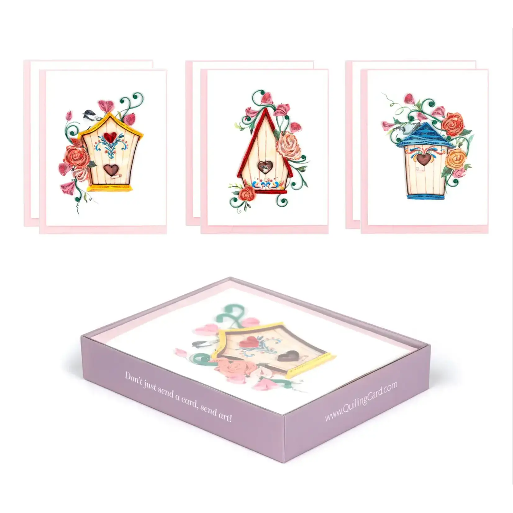 Quilling Card Birdhouses Note Card Box Set- Quilled