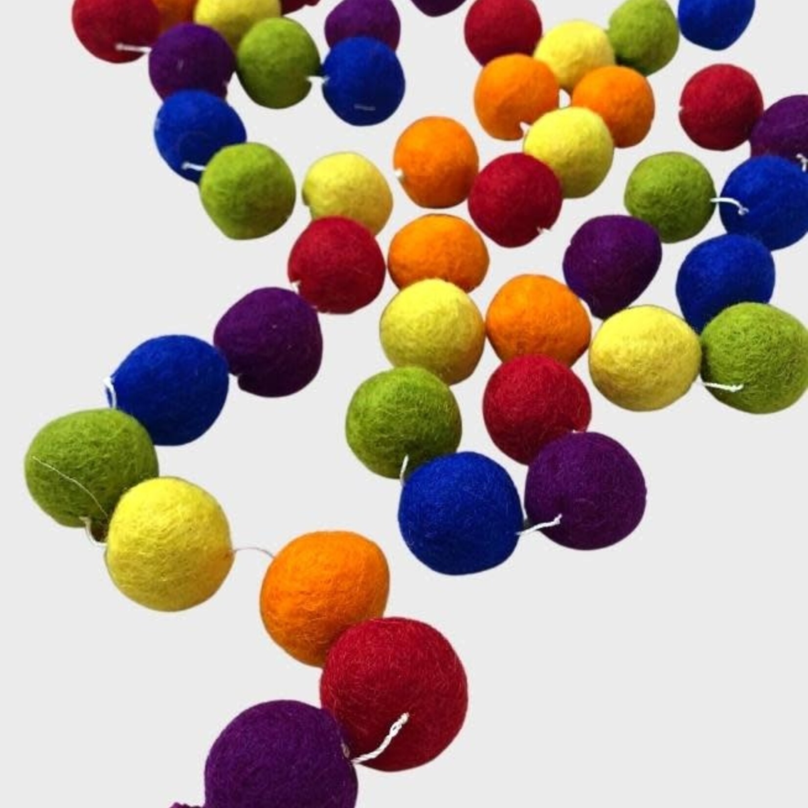 Ganesh Himal Rainbow Felted Ball Garland, 10 ft