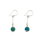Minga Imports Sterling Silver Stone Pearl Earrings Chrysocolia