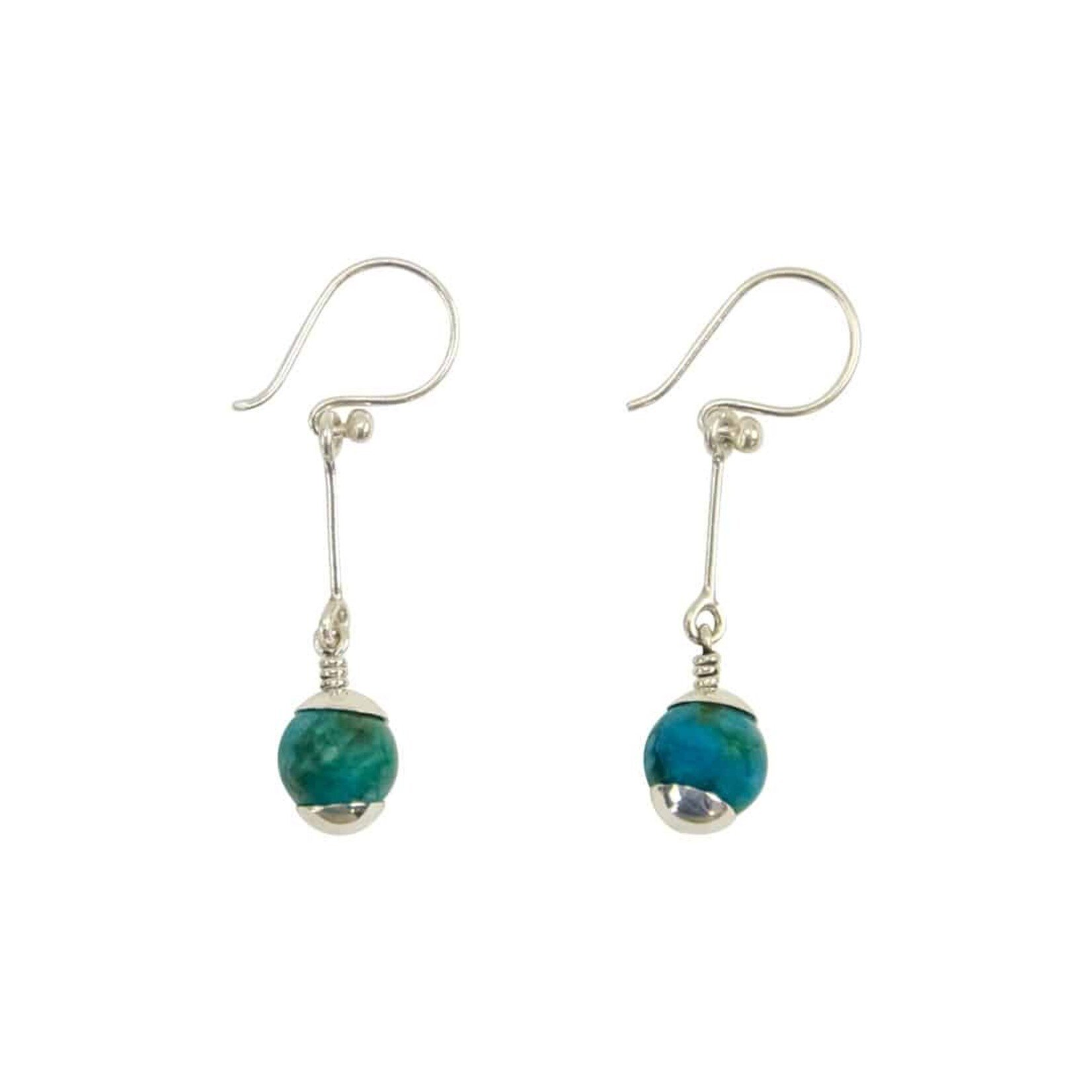 Minga Imports Sterling Silver Stone Pearl Earrings Chrysocolia