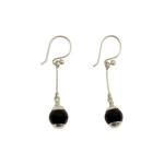 Minga Imports Sterling Silver Stone Pearl Earrings Black Onyx
