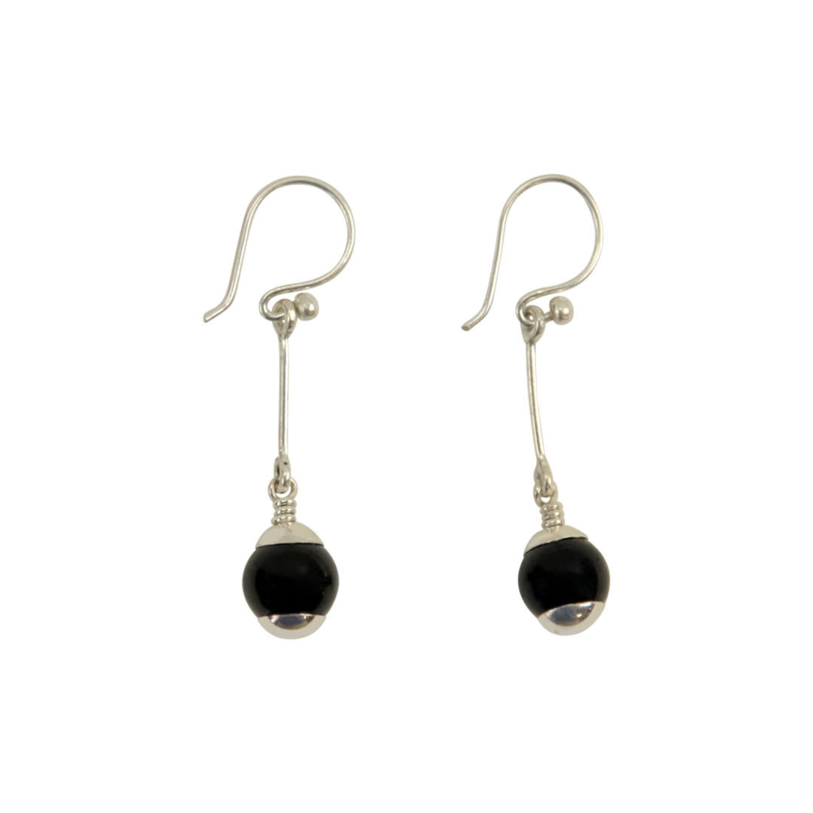 Minga Imports Sterling Silver Stone Pearl Earrings Black Onyx