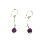 Minga Imports Sterling Silver Stone Pearl Earrings Amethyst
