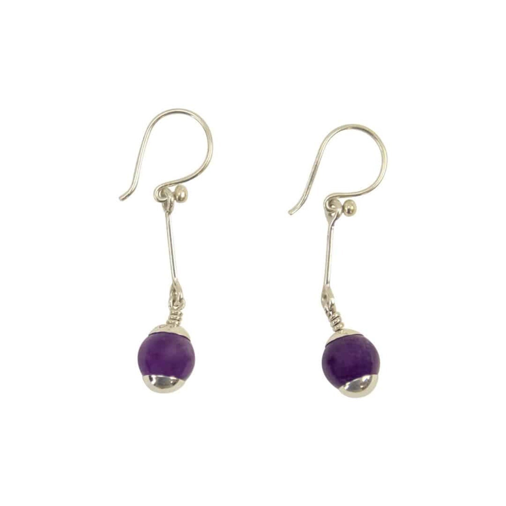 Minga Imports Sterling Silver Stone Pearl Earrings Amethyst