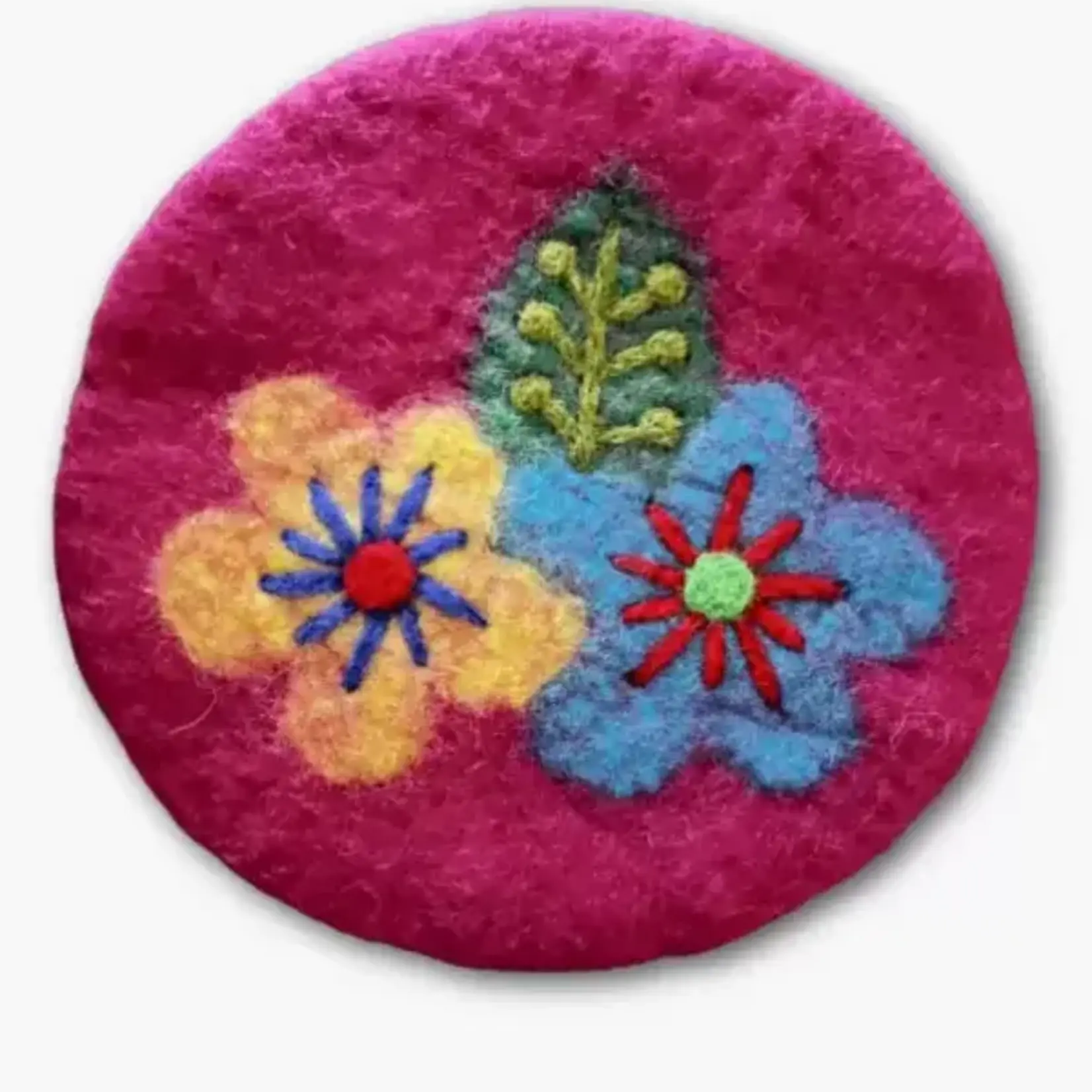 Ganesh Himal Felted Wood Embroidered Flower Design- Assorted Colors
