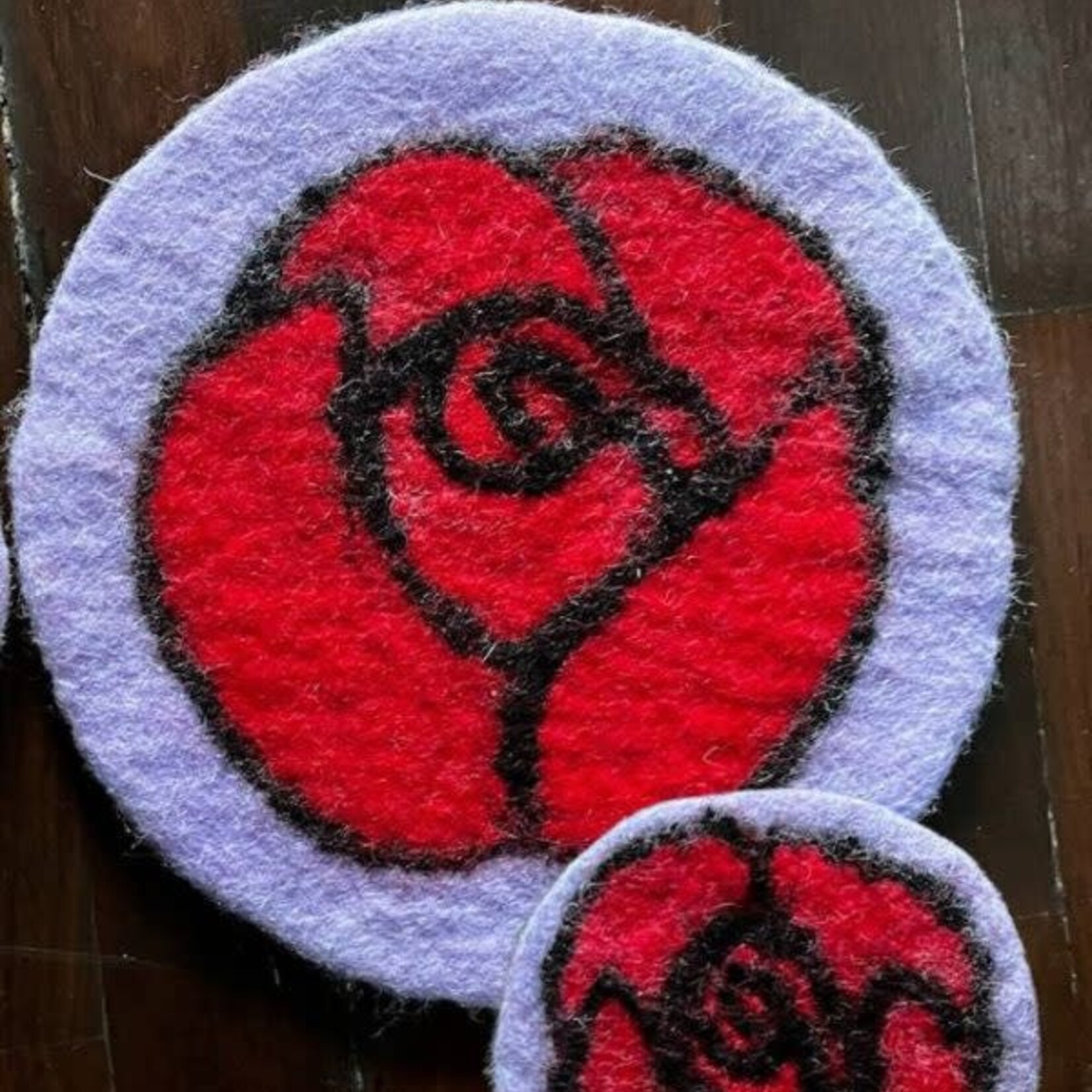 Ganesh Himal Felt Trivet Rose Design