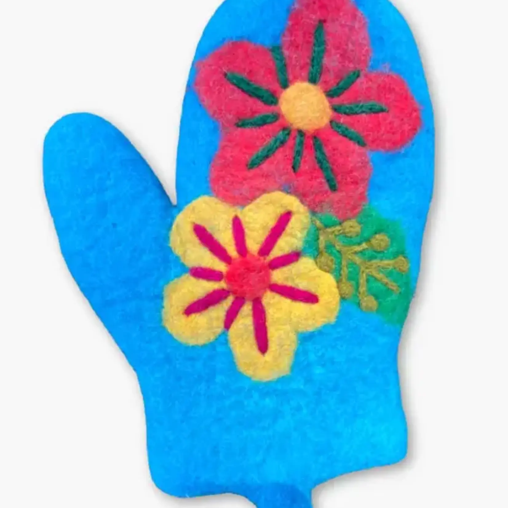 Ganesh Himal Felted Embroidered Flower Design Oven Mitt