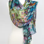 Ten Thousand Villages Peacock Pattern Scarf