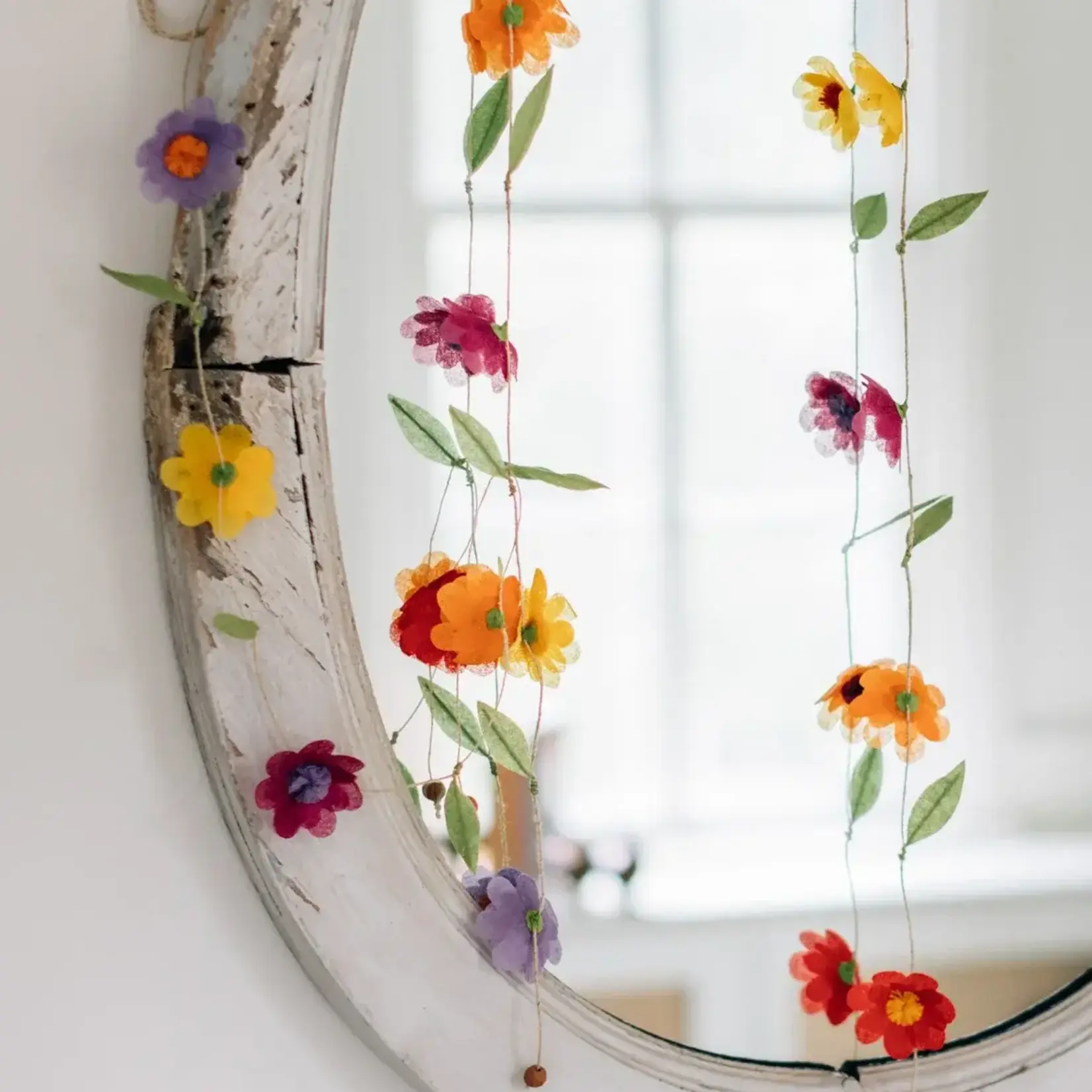 Ten Thousand Villages Silk Paper Flower Valance