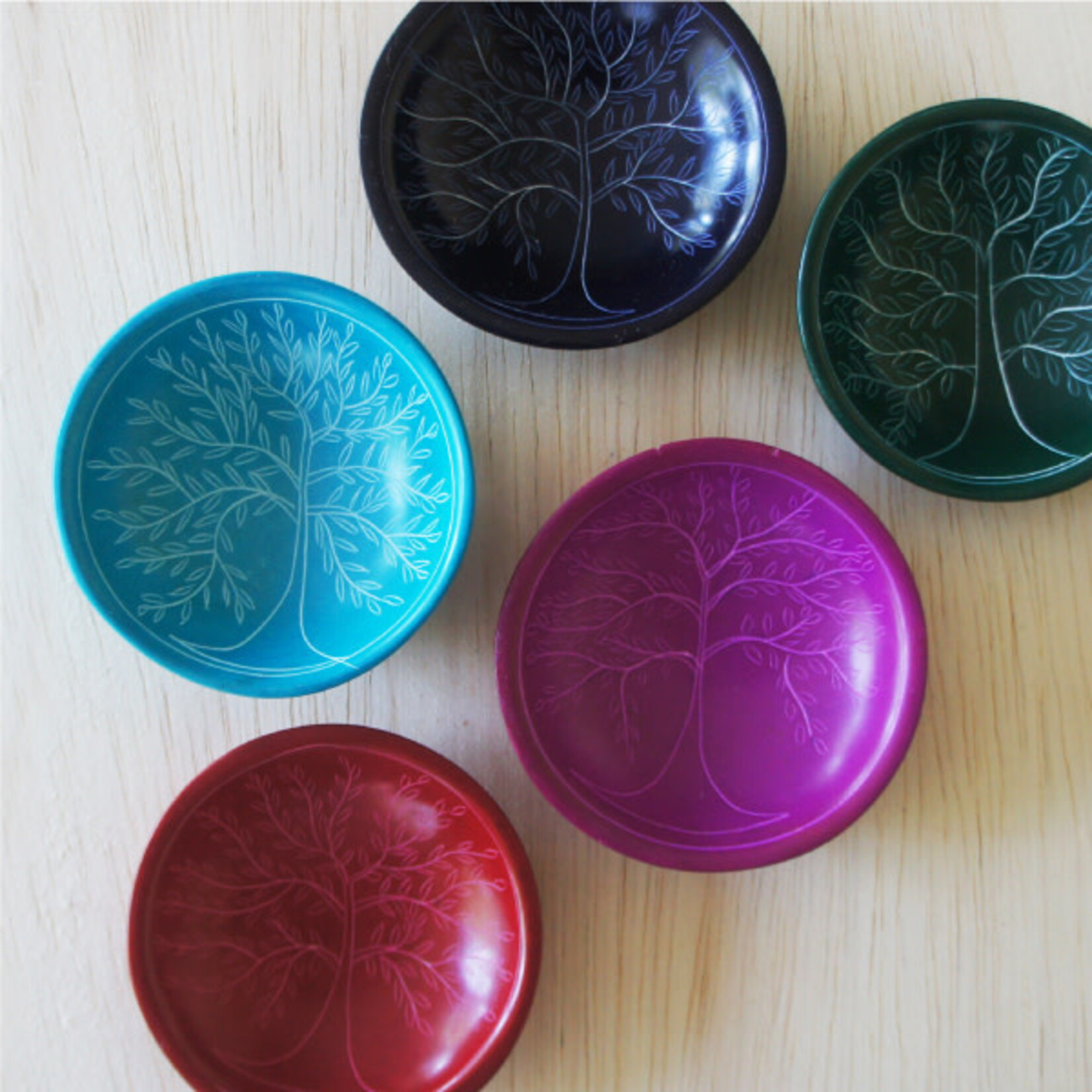 Venture Imports Soapstone Tree of Life Dish-Assorted