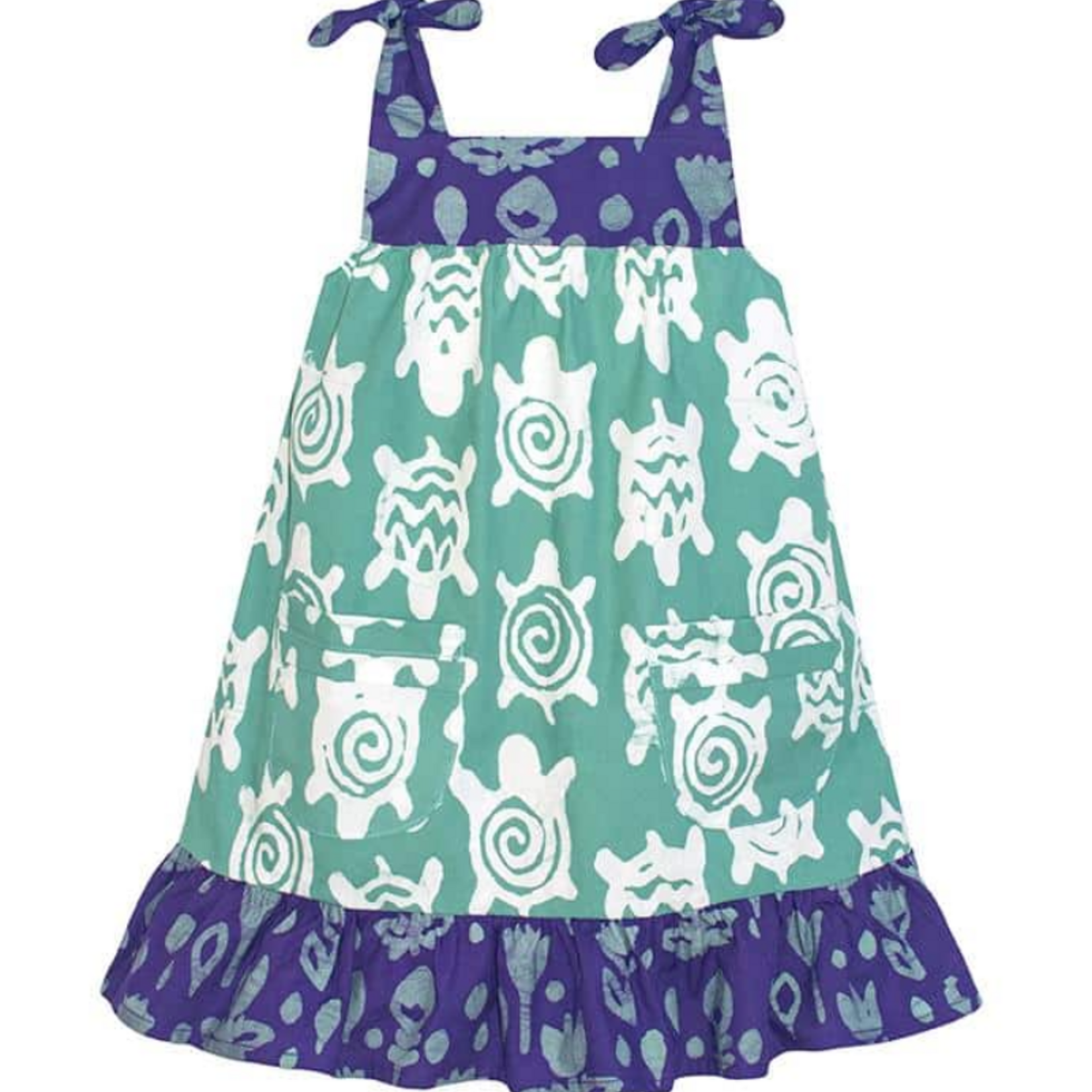 Global Mamas Pocket Dress: Turtles- Sage-Organic- 24M