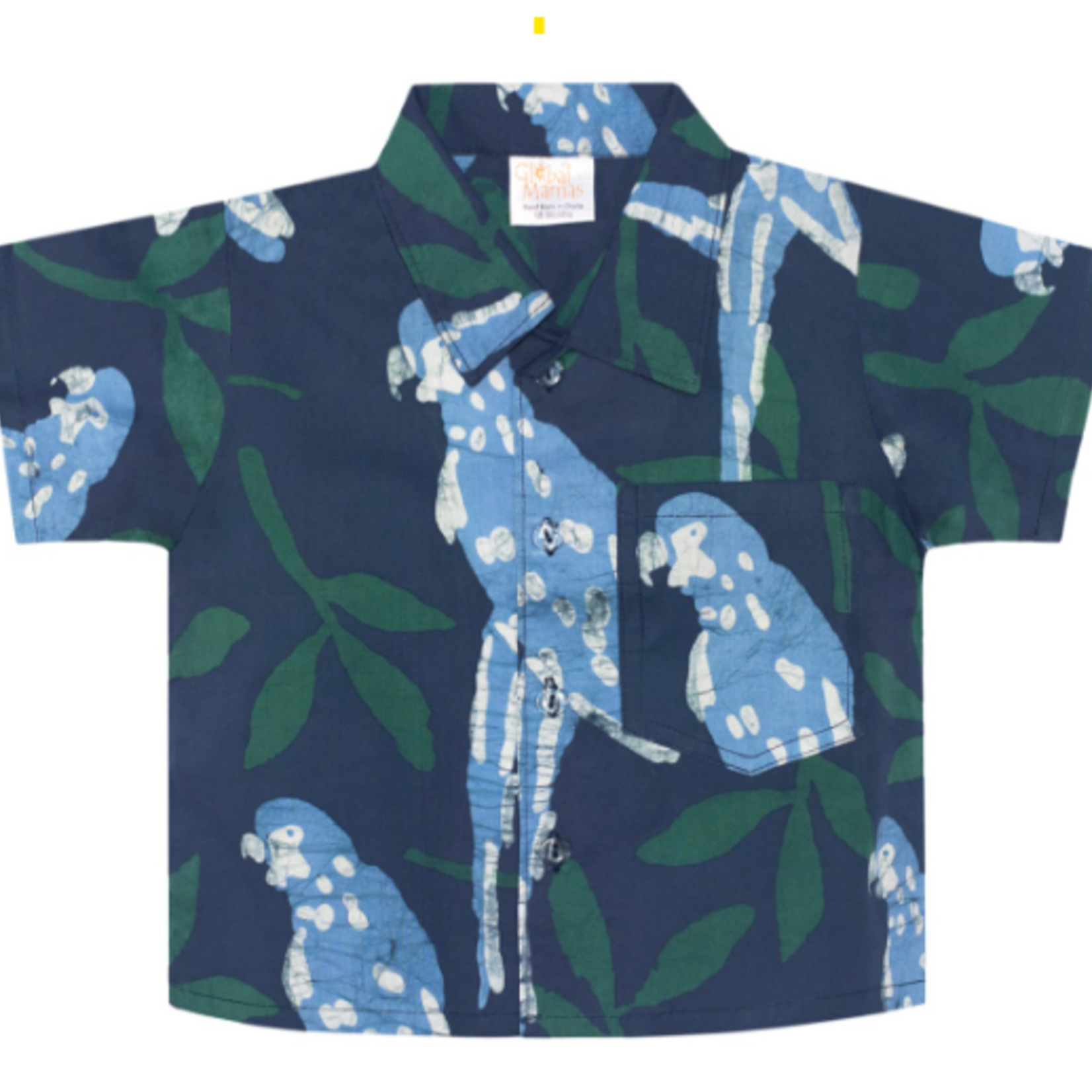 Global Mamas Button Down Shirt: Parrot-Spruce-Organic 24M