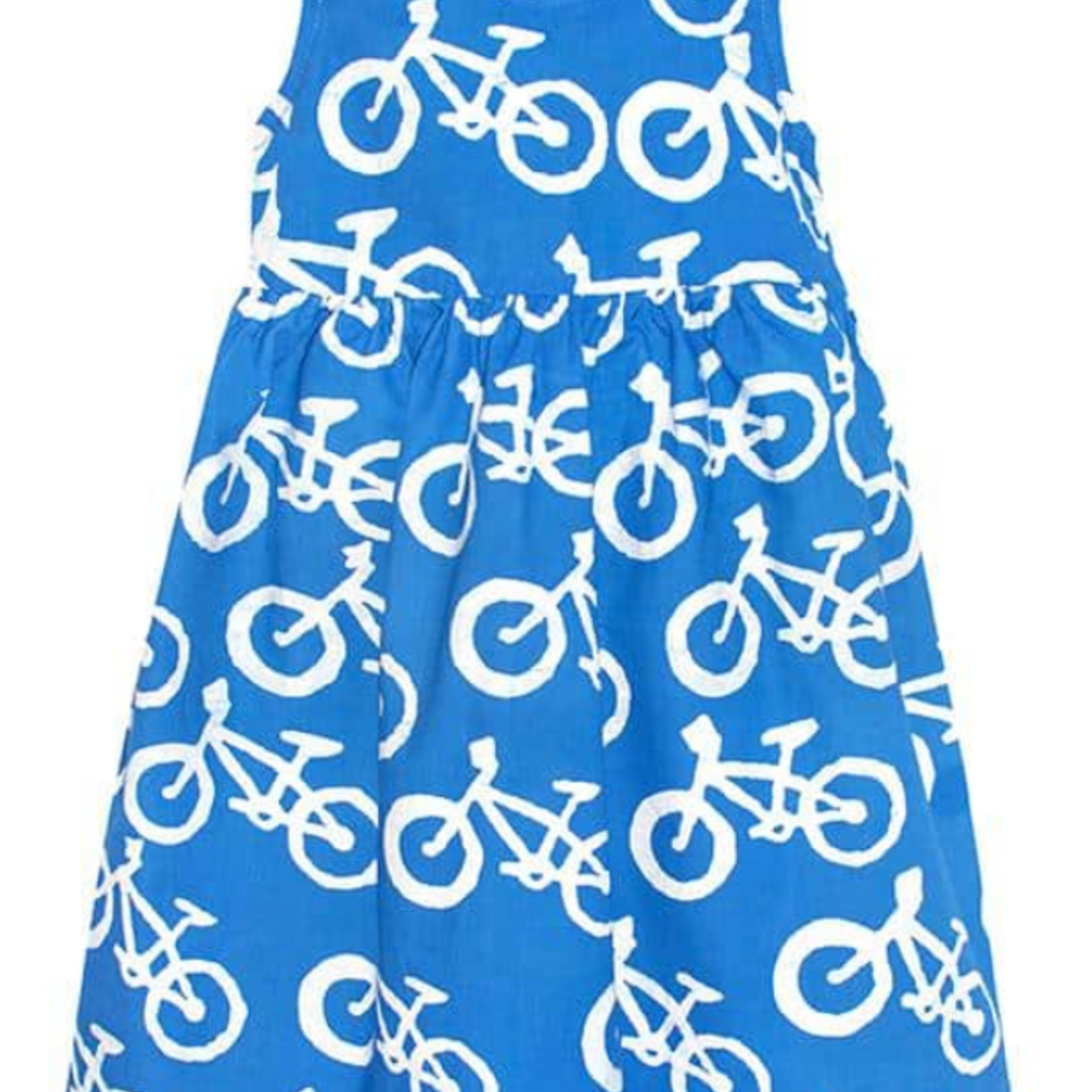 Global Mamas Sundress: Bikes-Blue-Organic- Size 4