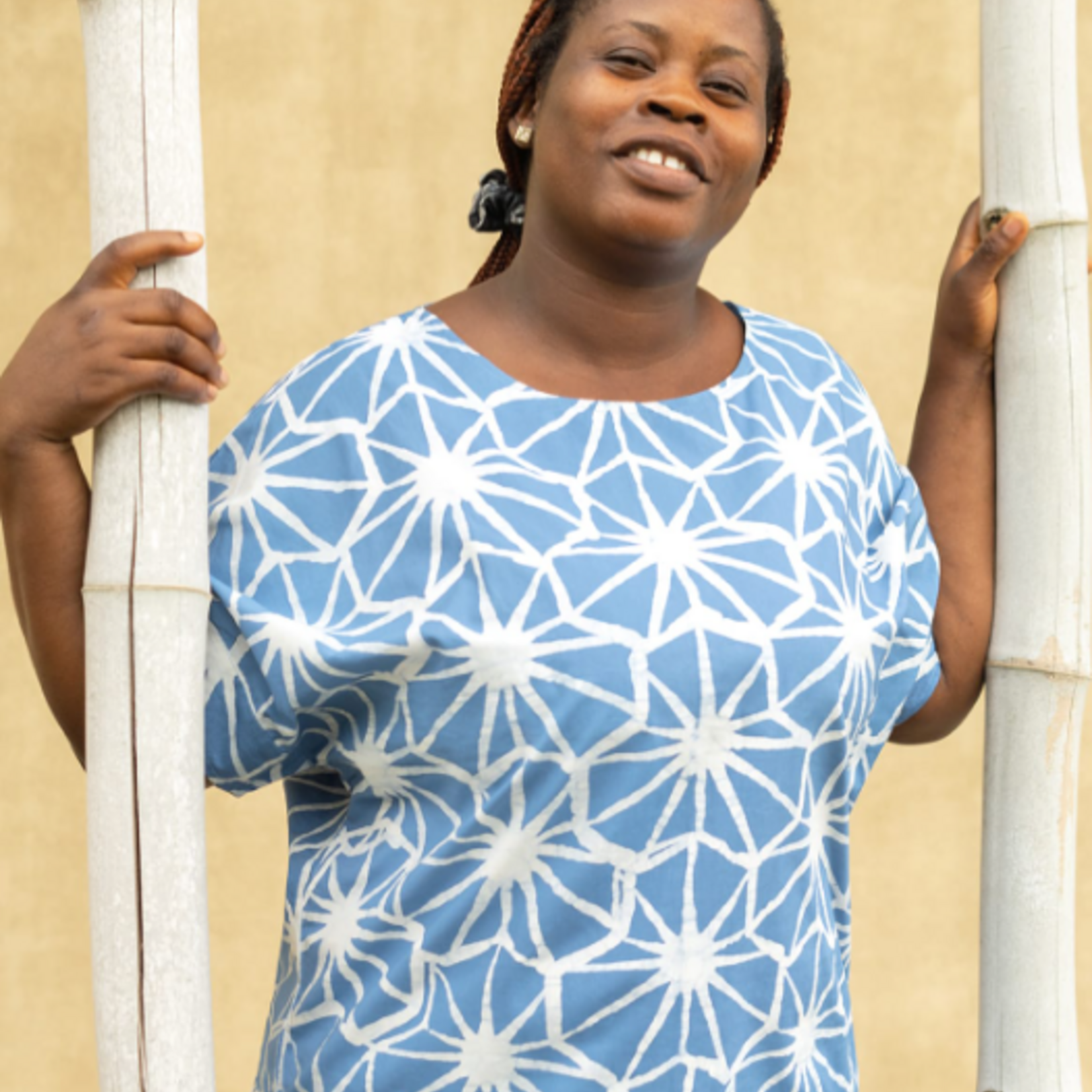 Global Mamas Crew Blouse: Tiles-Stone-Organic-XL