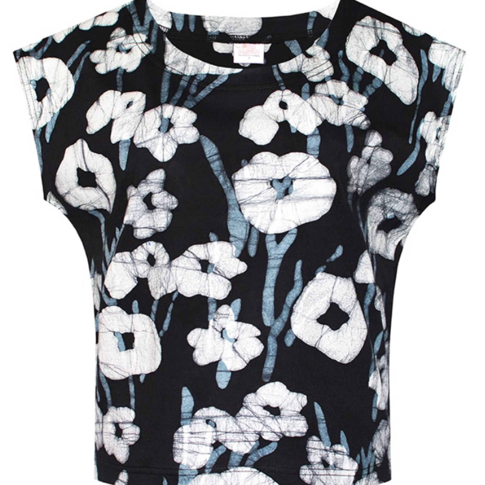 Global Mamas Knit Mesa Top: Painted Floral-Black-Organic-S