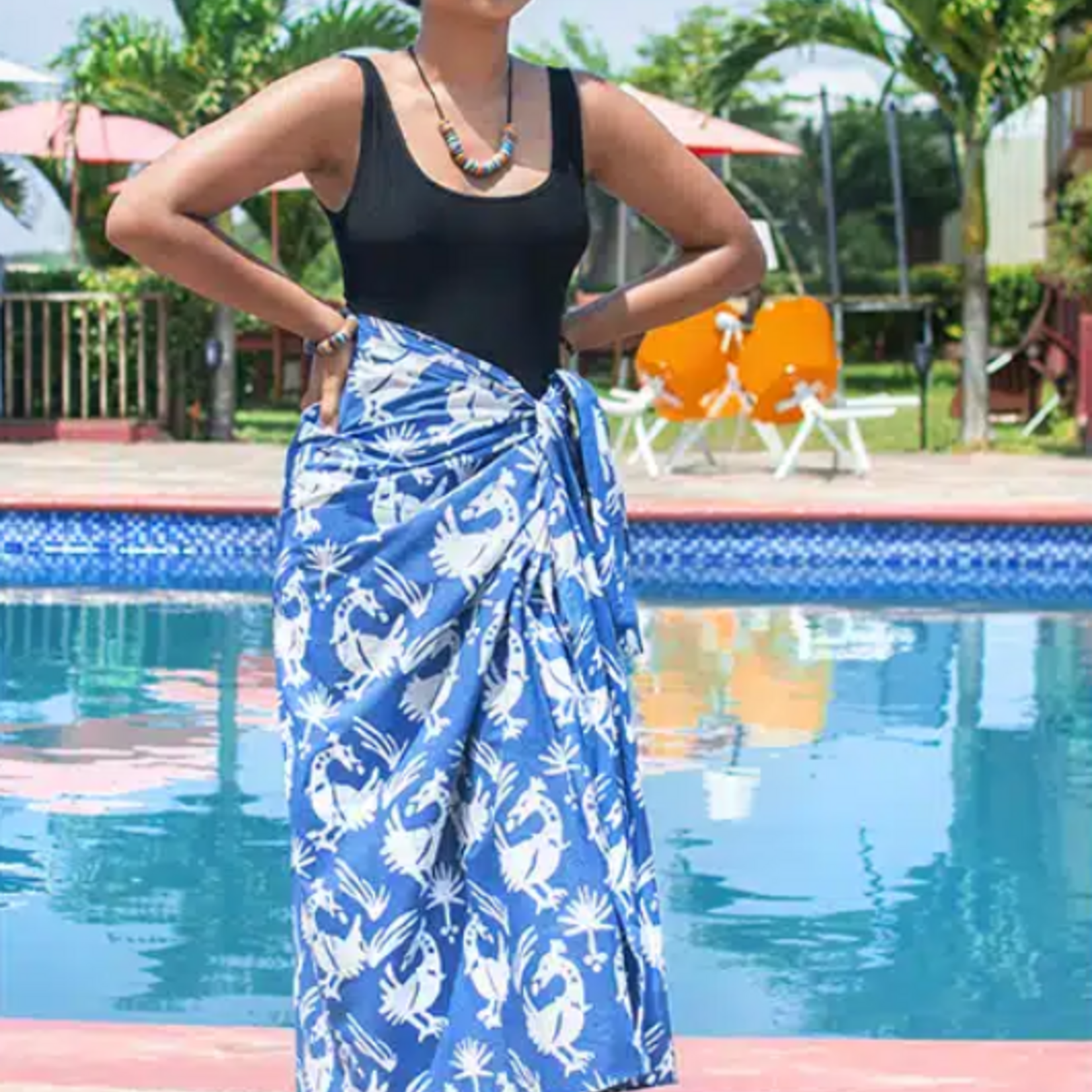 Global Mamas Sarong: Parrots-Spruce-Organic