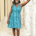 Global Mamas Knit Dress-Wrap: Reeds-Teal-Organic-S