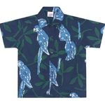 Global Mamas Button Down Shirt: Parrots-Spruce-Organic-Size 4